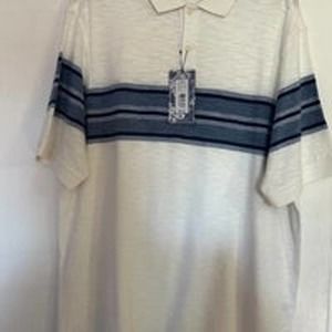 Cremieux Mustique Collection Men's White Polo Shirt Stripes Size L New With Tag